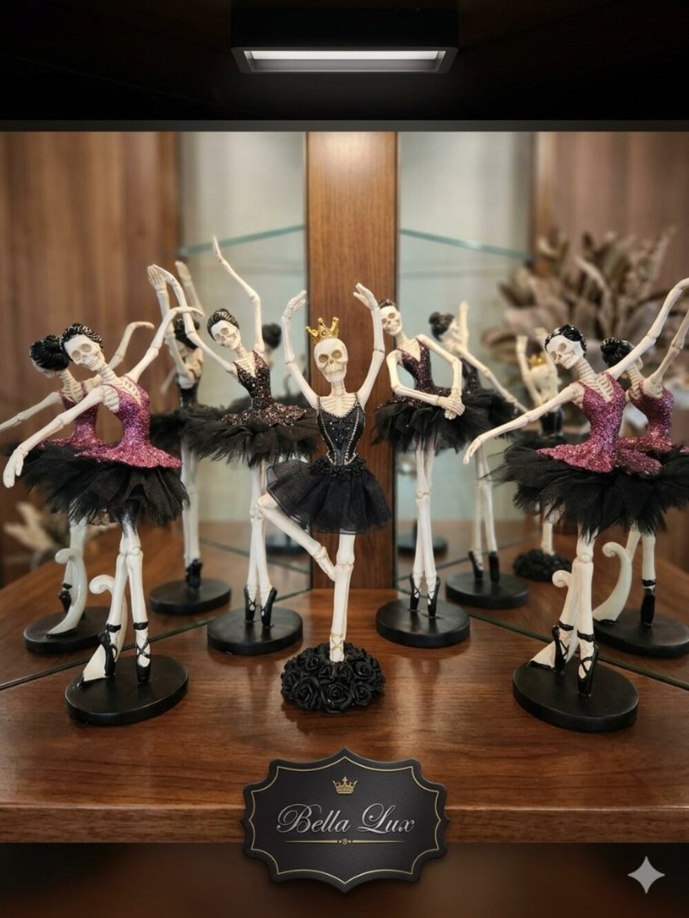 NWT Bella Lux Skeleton Ballerina Halloween Figurines - Set of 5 Gothic Decor
